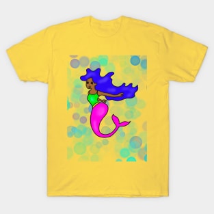 Cute Rainbow African American Mermaid T-Shirt